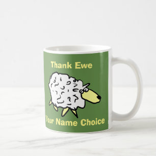 Tacka Ewe! Ett får med namn. Tacksamt gåva Kaffemugg