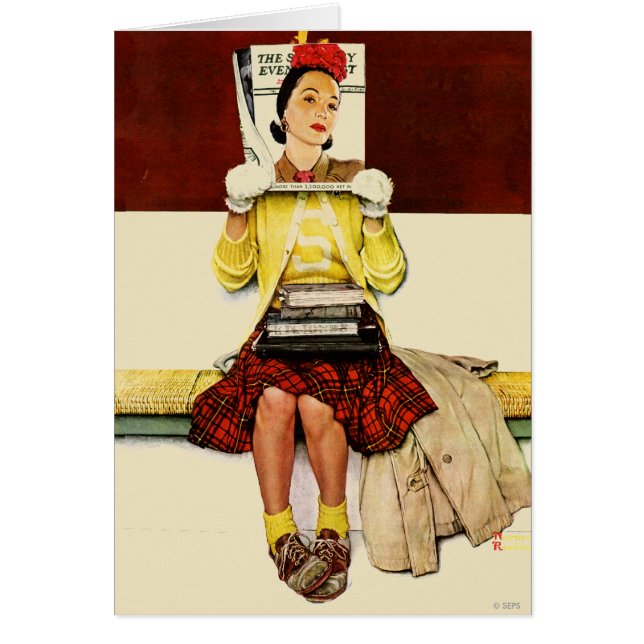 Täcka flickan hälsningskort (Framsidan)