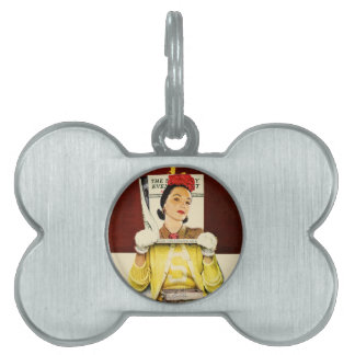 Täcka flickan ID-bricka husdjur