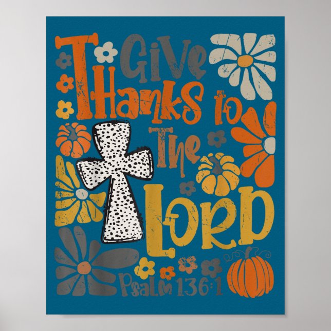Tacka Herren Blommig Boho Retro Tack Poster (Framsidan)