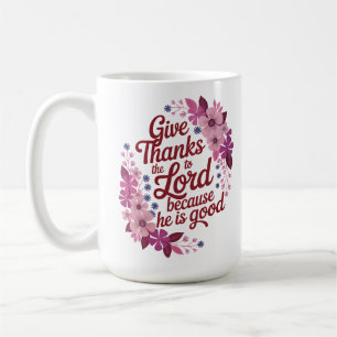 Tacka Herren Lila Blommor Kristna Kaffemugg