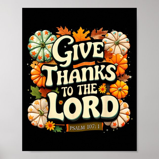 Tacka Herren Psalm 107_1 Höstpresent  Poster (Framsidan)