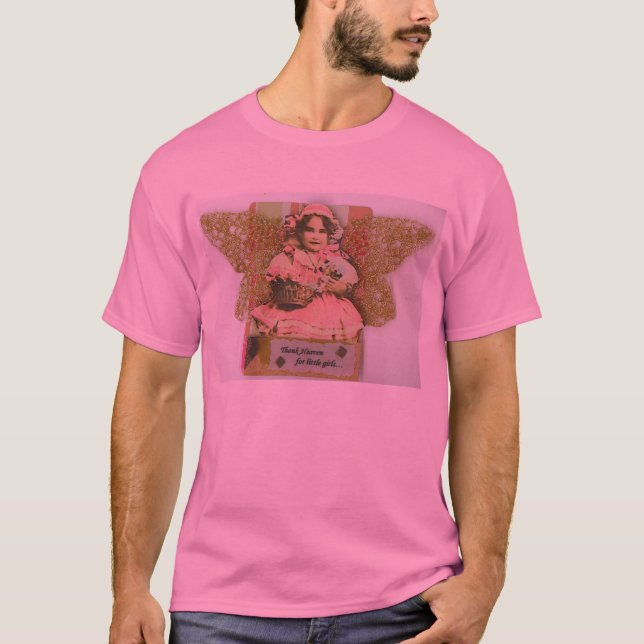 Tacka himmel för liten flicka! Rosa utslagsplats T Shirt (Framsida)