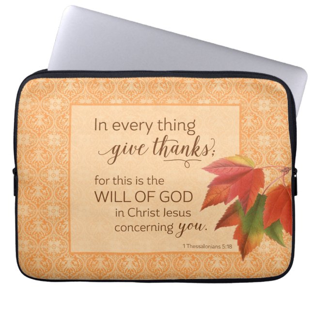 Tacka i Allt - 1 Thes. 5:18 Laptop Sleeve (Framsidan)