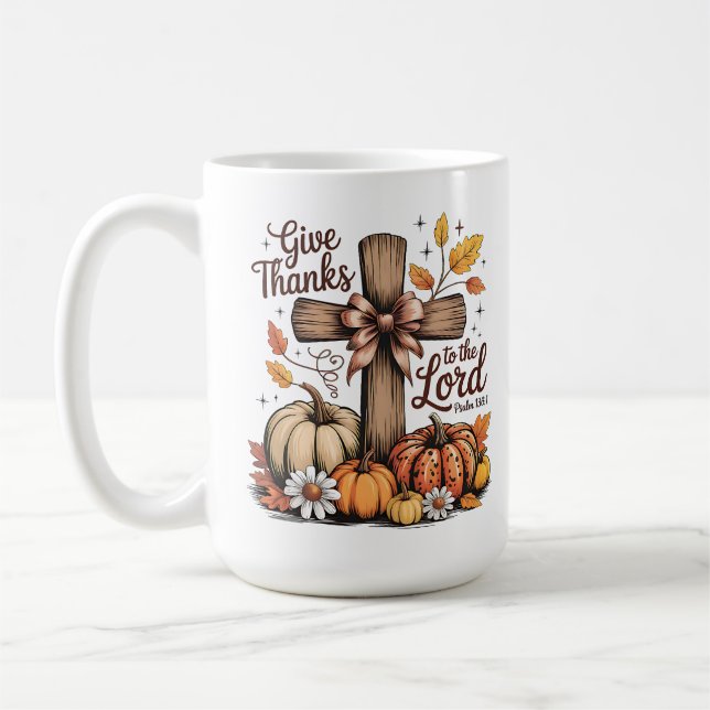 Tacka Kristna Kors Höst Pumpa Kaffemugg (Vänster)