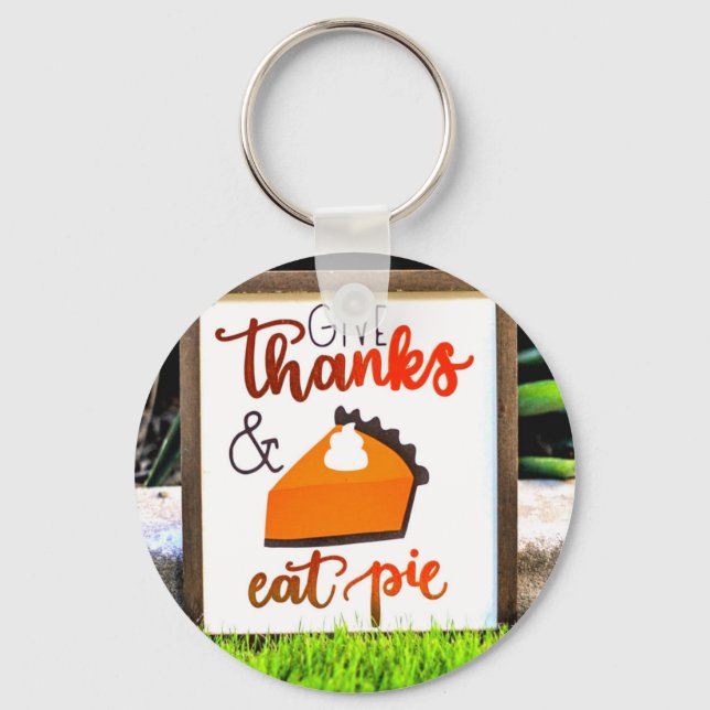 Tacka och ät paj Thanksgiving Nyckelring (Framsida)