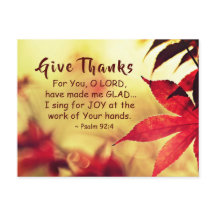 Tacka, Psaltaren 92:4 Bibelvers