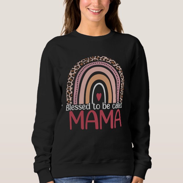 Tackad att kallas mamma regnbåge leopardtryck mo t shirt (Framsida)