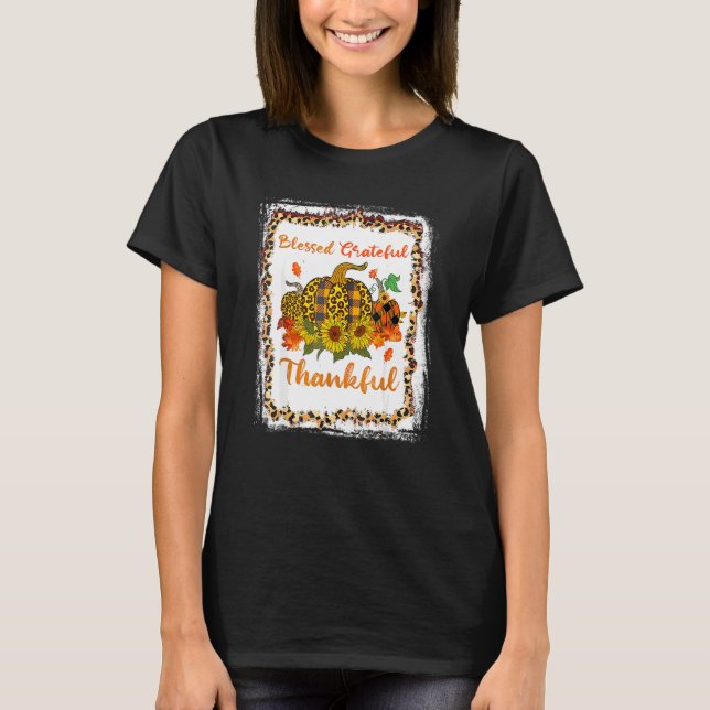 Tackad Tacksam Tacksägelse Tacksgivingdag Leopard T Shirt (Framsida)