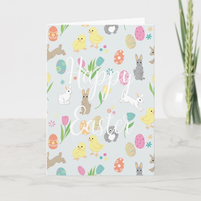 Täckande Påsk-kort med bunnier och ägg Helgkort (Framsida)