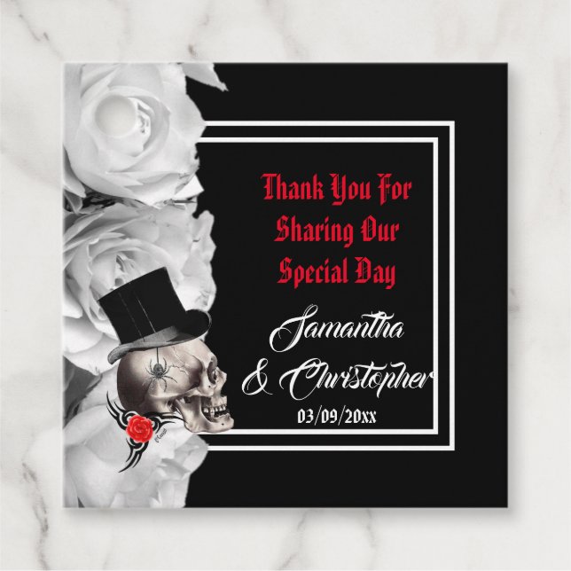 Tackar bröllop gåvor etiketter (Framsida)