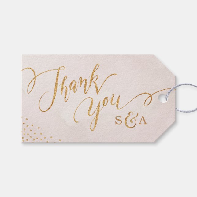 Tackar den rosa guld- calligraphyen för presentetikett (Framsidan (Horisontell))