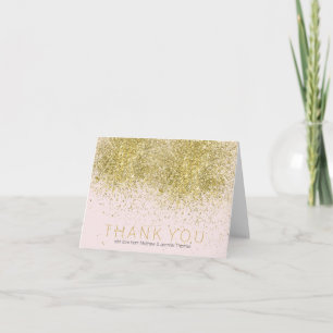 Tackar guld- glitter för rodna rosa Faux dig Tack Kort