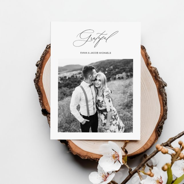 Tackar helt enkelt för bröllopsfoto vykort (Skapare uppladdad)
