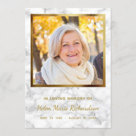 Tackar minnes- guld- sympati för marmorfoto dig tack kort