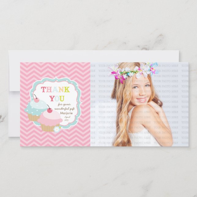 Tackar roligt färgrikt för muffin dig tack kort (Framsida)