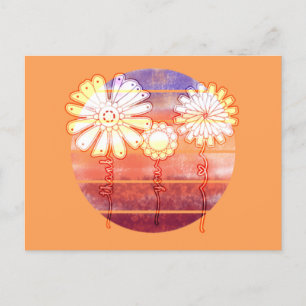 Tackblommor vid solnedgång - Orange vykort
