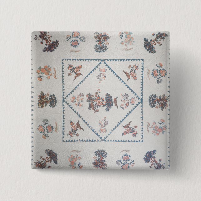 Täcke i "Broderie Perse", applicerad c.1800 (, Knapp (Framsida)