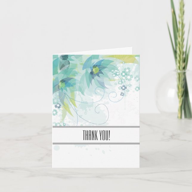 Tacken abstrakt blå Blommigt Tack Kort (Framsida)