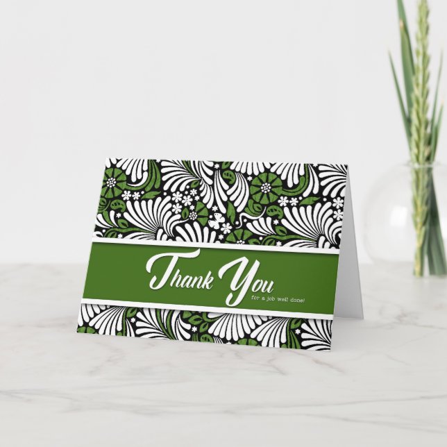 Tacken är klart - Grönten vit och svart Tack Kort (Framsida)