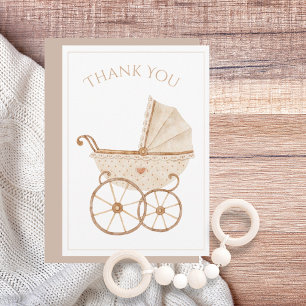 Tacken baby Carriage Watercolor Baby Shower Tack Kort