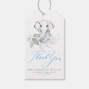 Tacken Baby Elephant Blue Sage Baby Shower Presentetikett