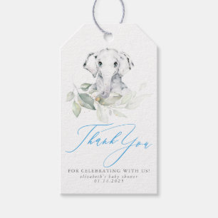Tacken Baby Elephant Blue Sage Baby Shower Presentetikett