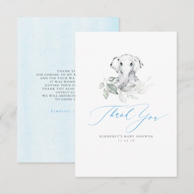 Tacken baby Elephant Boy Baby Shower Tack Kort (Fram/baksida)