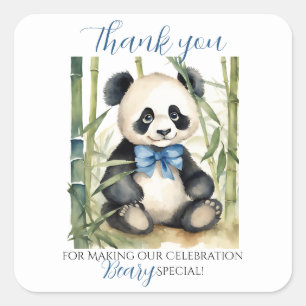 Tacken baby Panda Bear Boy Baby Shower Fyrkantigt Klistermärke