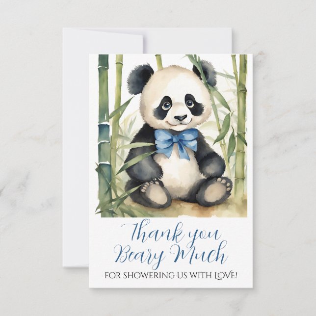 Tacken baby Panda Bear Boy Baby Shower Tack Kort (Framsida)