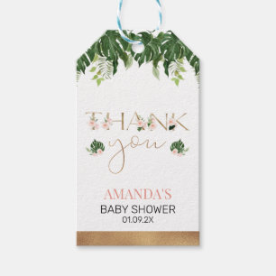 Tacken Baby Shower för Greenery Rosa Blommigt Presentetikett