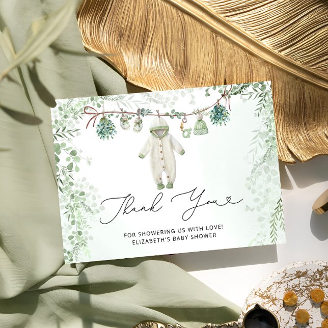 Tacken Baby Shower för Grönt för barnkläder Bogo S Kort (Skapare uppladdad)