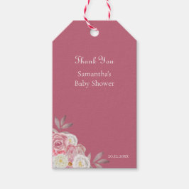 Tacken Baby Shower för Rosa Blommigt Presentetikett