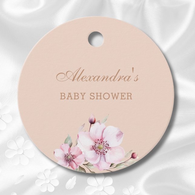 Tacken Baby Shower för  Rosa ros Blommigt  Gåvor Etiketter (Skapare uppladdad)