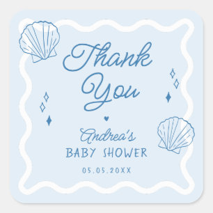 Tacken Baby Shower för Snäcka i hand plockade Fyrkantigt Klistermärke