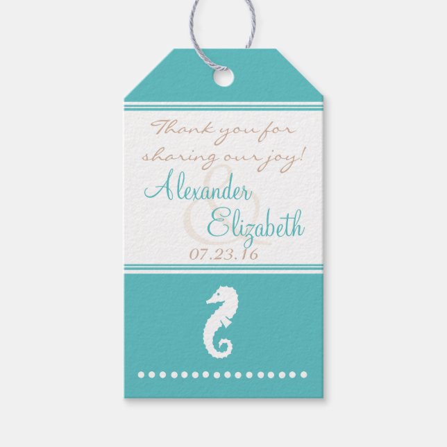 Tacken Beach Wedding Guest Favor Presentetikett (Framsidan)