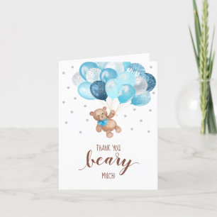 Tacken Beary MÖRK-kort för nalle Baby Shower Tack Kort