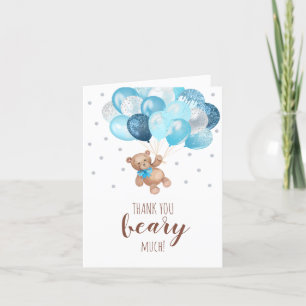 Tacken Beary MÖRK-kort för nalle Baby Shower Tack Kort