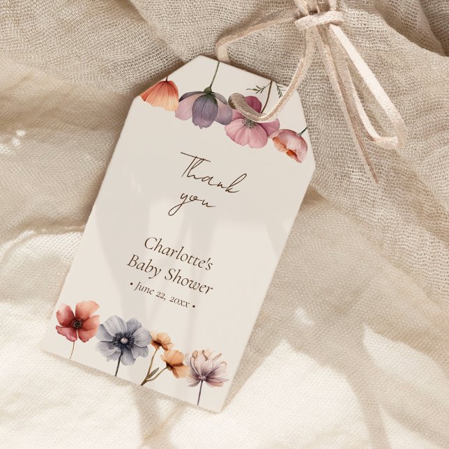 Tacken Bebisdusch för Blommigt av vattenfärg Presentetikett (Skapare uppladdad)