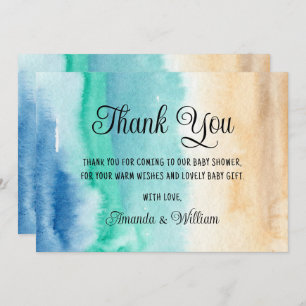 Tacken Bebisdusch med vattenfärgsfärg Tack Kort