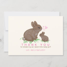 Tacken Bekväma Bunnies Hearts Girl Baby Shower Tack Kort