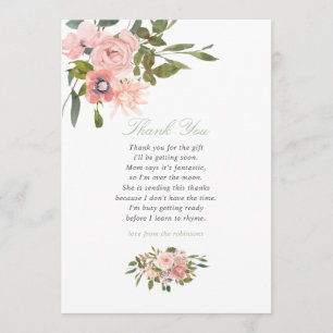 Tacken blommigt och Sage Baby Shower Tack Kort