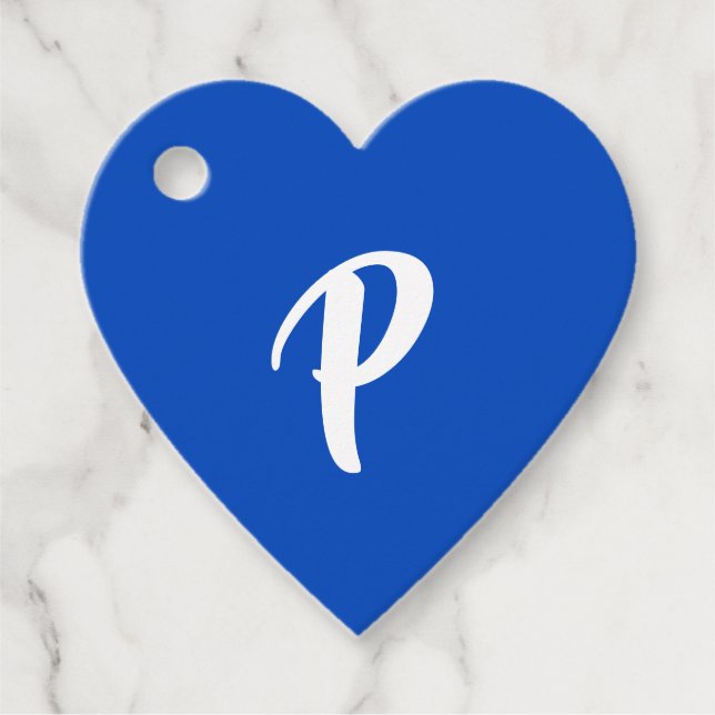 Tacken Blue Avslappnad Script Monogram Gåvor Etiketter (Framsida)