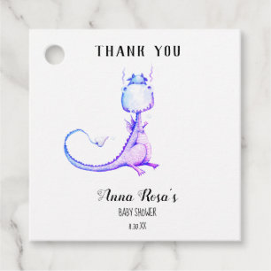 * Tacken Blue Lila Dragon Cute Baby Shower Gåvor Etiketter