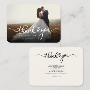 Tacken Bröllop Photo Hand-Lettered Script Anteckningskort
