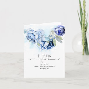 Tacken Bröllop vid marinblå Blommigt och Dusty Blu Tack Kort