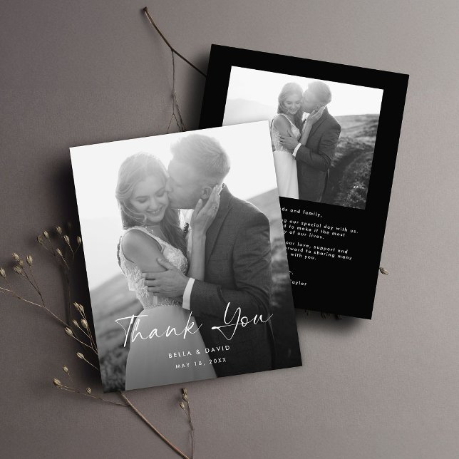 Tacken Budget Black White Script Photo Bröllop (Skapare uppladdad)