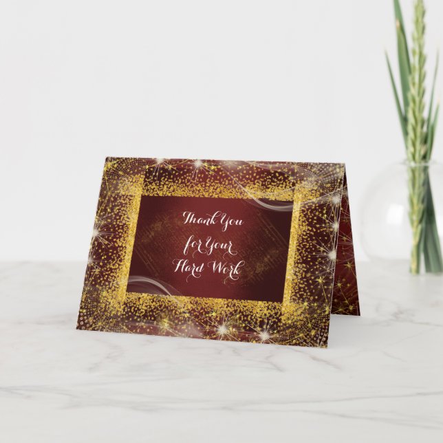 Tacken Burgund för medarbetarteamet Saker-årsdagen Tack Kort (Framsida)