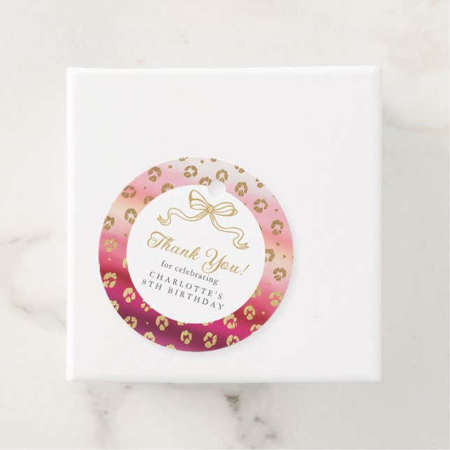 Tacken Cheetah Leopard Födelsedagsfest Gåvor Etiketter (På plats)