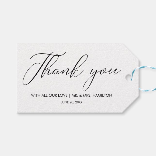 Tacken chic Calligraphy Wedding Favors Presentetikett (Framsidan (Horisontell))